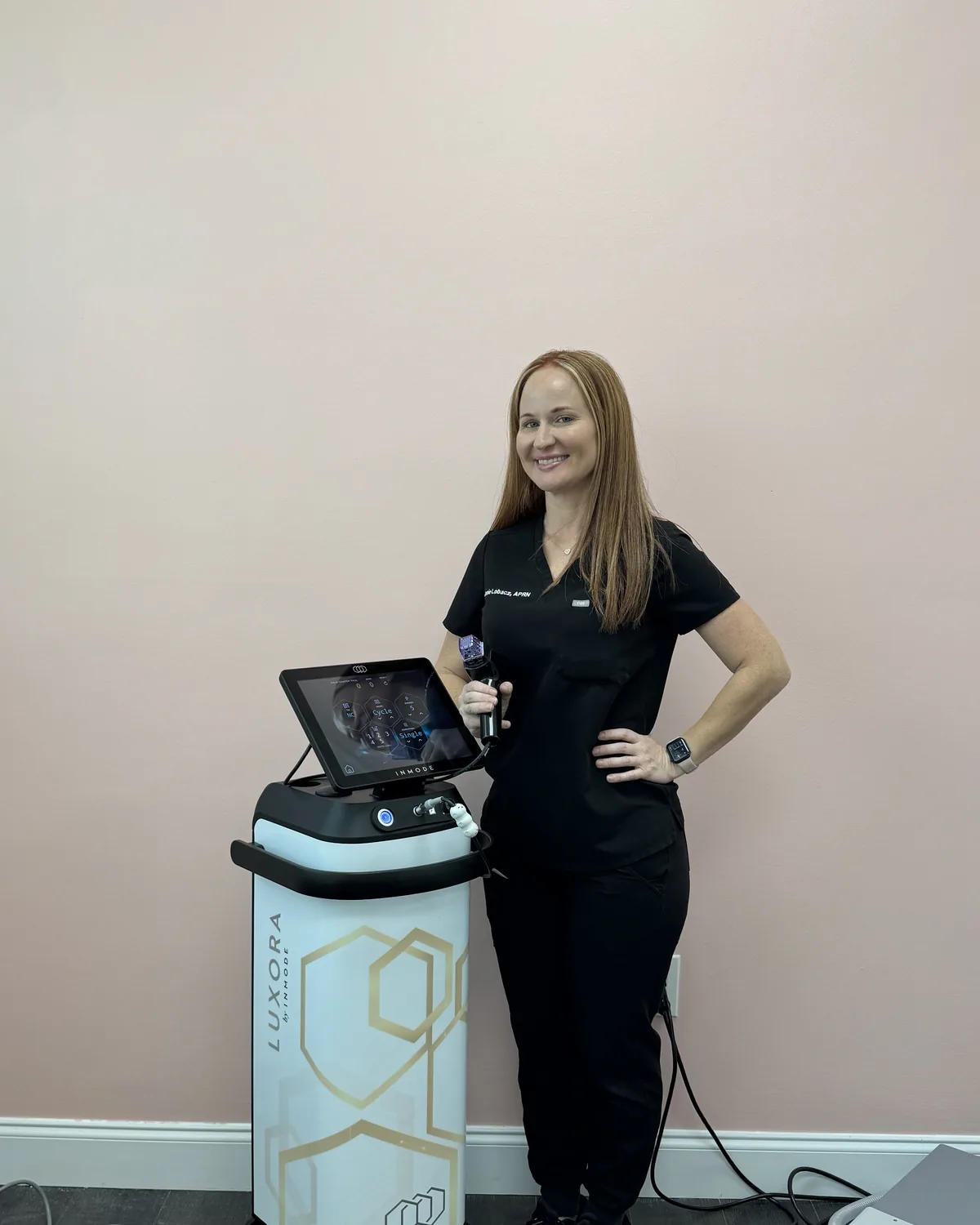 Jamie Lobacz, APRN, with the InMode Luxora platform at The Ginger Injector, Boca Raton