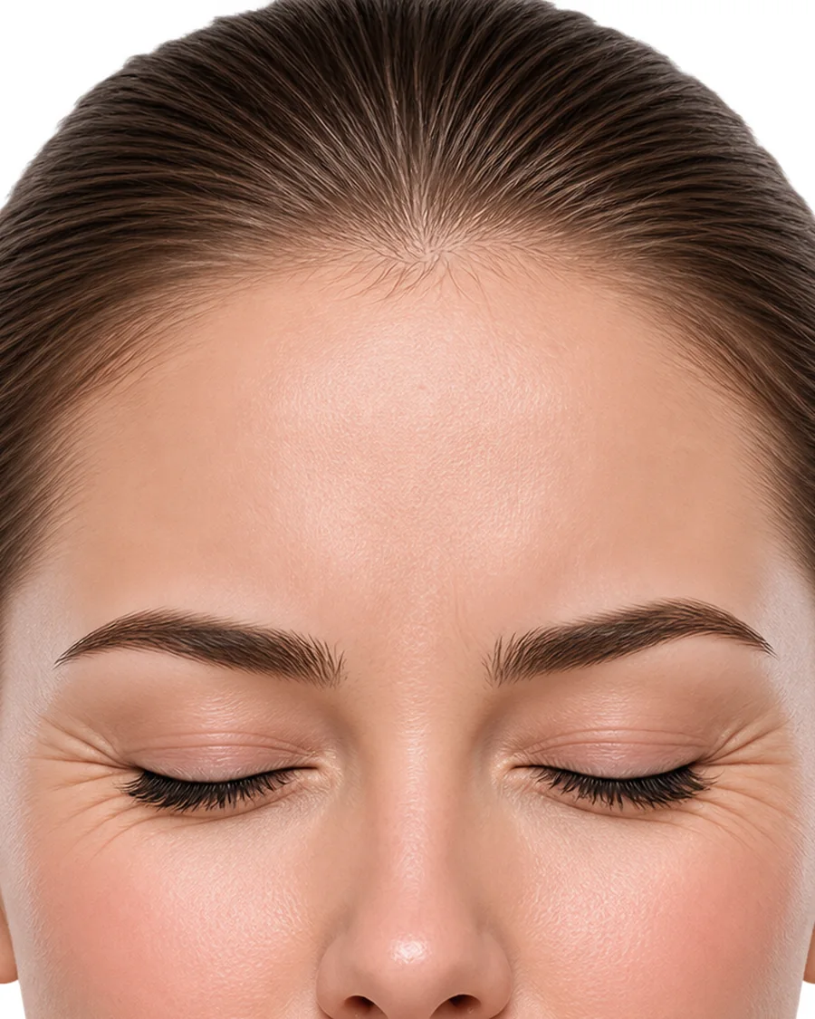 Fine lines fanning from the outer corner of the eye, commonly called crow's feet